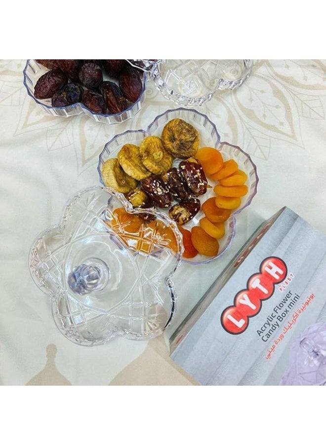 "A mini elegant acrylic bonbonniere in a charming rose shape with a beautiful transparent lid. Non‑divided, practical, and hygienic—perfect for serving nuts, cookies, biscuits, and dates at special occasions. Combines chic style with luxury, making it a refined decorative piece (Elc)." - Image 5